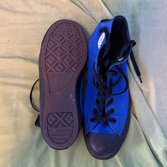 Converse - Bold Blue w/ Black High Tops - Picture 3 of 3